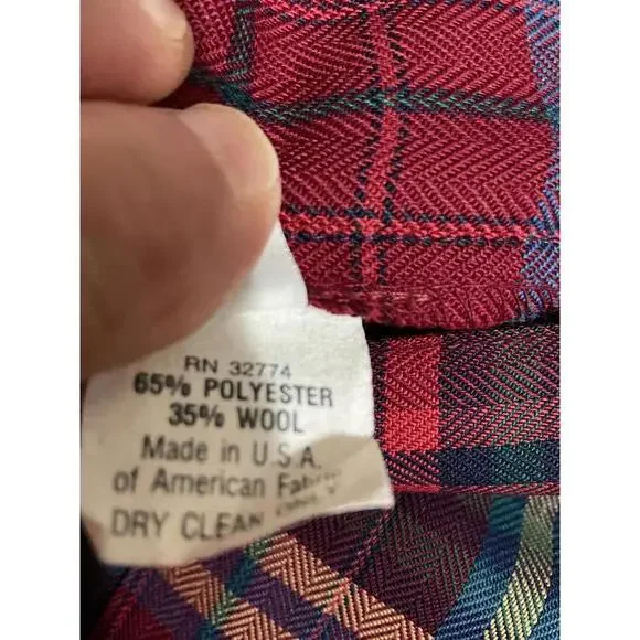 Skyr Wool Blend Red Plaid Pleated Skirt School girl Academia Preppy Size 4 - Picture 8 of 8